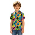 thumbnail image 5 of Boys Dinosaur Print Short Sleeve Button Down Shirt, Kids Casual Vacation Hawaiian Shirt for Outdoor Daily Sports Summer Wear(Sky Blue,5-6 Years), 5 of 5