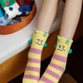 thumbnail image 2 of Yuanlong Womens Socks Fluffy Knitted Cute Cartoon Detail Thermal Medium Tube Socks Home Wear Comfy Soft Winter Stockings, 2 of 3
