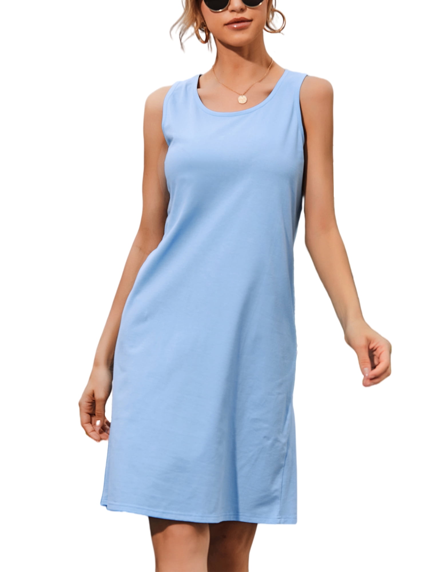 Niuer Womens Lounge Pajama Dress Casual Sleeveless Nightshirt Loose