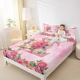 thumbnail image 4 of Homewish Girly Pink Monogrammed E Twin Sheet Sets for Women, Valentines Day Twin Fitted Sheet, Spring Garden Rose Flat Sheet, Lightweight Room Decor, 3-Piece, 4 of 7