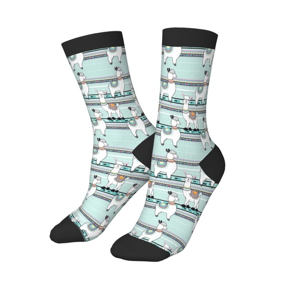 Kids Girls Boys Socks - Elegant Cute Alpaca Stripes Comfort Breathable Crew Socks for Boys Girls Kids, Soft Athletic Running Socks for Boys Socks 6-10 Years Old