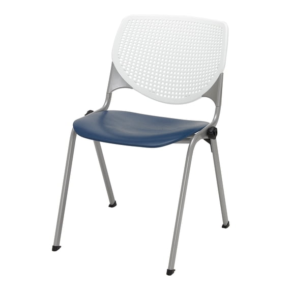 Pemberly Row Contemporary Stack Chair - White Back - Navy Seat