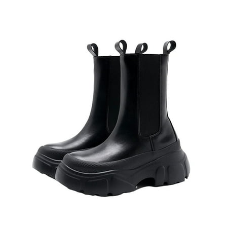 

Bnwani Sandals Shoes for Women Children s Thick-soled Boots Increase Non-slip Fashion Ankle Boots With Double Elasticity Black 5.5