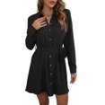 thumbnail image 2 of Women'S Long Sleeve Button Down Shirt Dress Casual Loose Tie Waist Adjustable Sleeve Length Dresses, 2 of 9