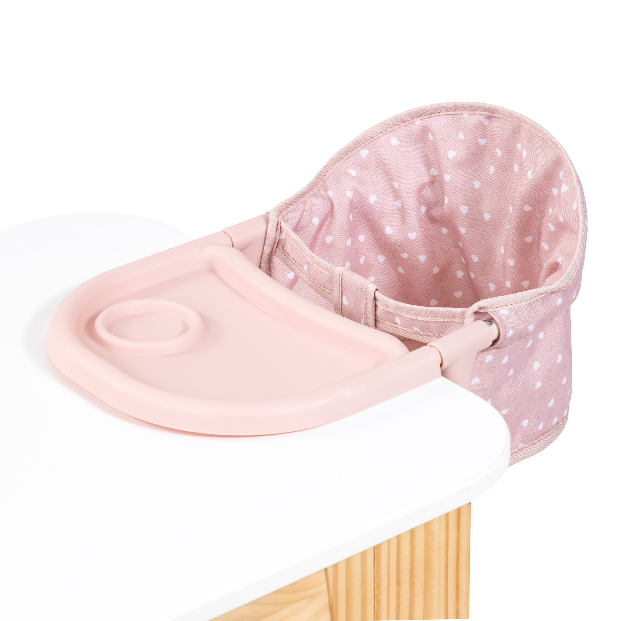 Bayer Design: Doll Table Seat - Soft Pink & Polka Dot - Attach To Table, Dining Tray, Feeding Center, Foldable, Toy Accessory Fits 18" Dolls, Kids 3+