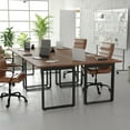 thumbnail image 3 of BizChair Commercial 60x30 Conference Table with 1" Thick Double Sided Laminate Table Top with PVC Edging and Heavy Duty U-Frame Steel Base, Walnut, 3 of 11