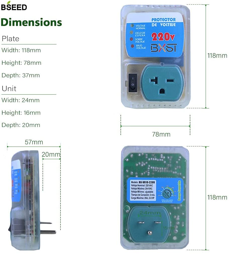BSEED Surge Protector Voltage Brownout Outlet 220 V 4400 Watts 3 Pack