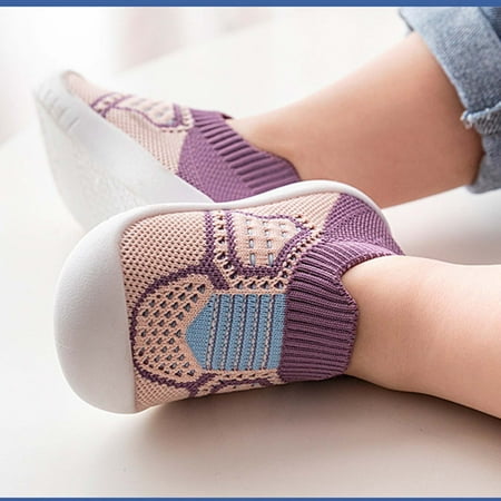 

Hipattires Baby Shoes for Girls Fashion Solid Comfortable First Walking Purple Boys Non Slip Shoes