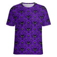 thumbnail image 5 of Purple Bat Eyes Pattern-1 Womens Tops Women's Fashion Casual Short Sleeve Flower Print Round Neck Pullover Top Blouse, 5 of 6