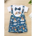 thumbnail image 2 of FYMNSI Toddler Boys Clothes Animal Print Romper Suspenders Shorts Set Baby Boy 2 Piece Outfit 9-12 Months, 2 of 6