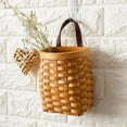 thumbnail image 6 of Hanging Wicker Basket Hand Woven Wood Storage Basket Portable Wall Hanging Flower Basket Organizer Vegetable Rattan Box Home Decoration HeightWooden woven wall basket, 6 of 10