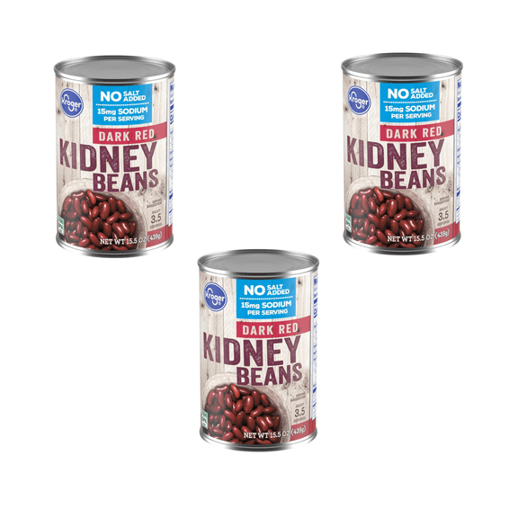 KR Dark Red No Salt Added Kidney Beans 46.5 3-CAN