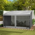 thumbnail image 2 of Outsunny 10' x 13' Wall Mounted Pergola Gazebo with Curtains and Nettings, 2 of 10