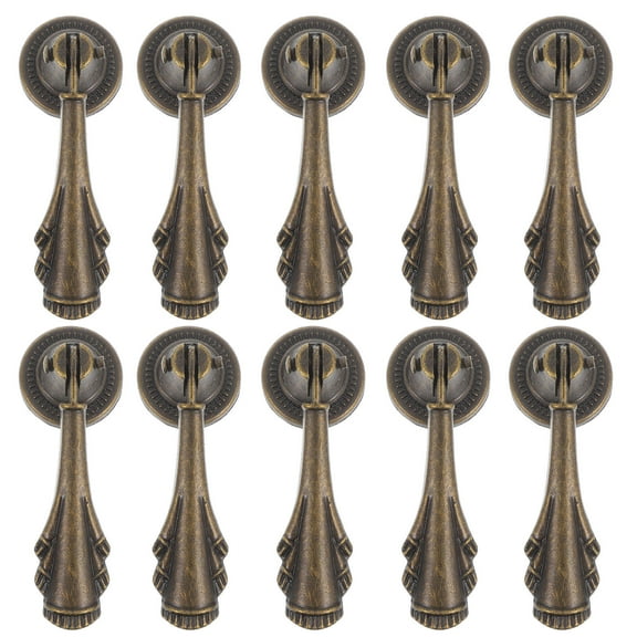 Soimiss 10Pcs Vintage Single Hole Drawer Pull Handles Light Brown Brass Cabinet Hardware
