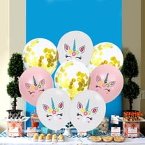 HONITANO 15Set Latex Balloon Decoration for Birthday Party Unicorn Theme Decorations White Pink Gold Round Shape