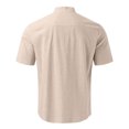 thumbnail image 4 of RYRJJ Mens Banded Collar Linen Cotton Shirts Casual Summer Beach Button-Down Short Sleeve Shirts with Chest Pocket(Khaki,L), 4 of 4