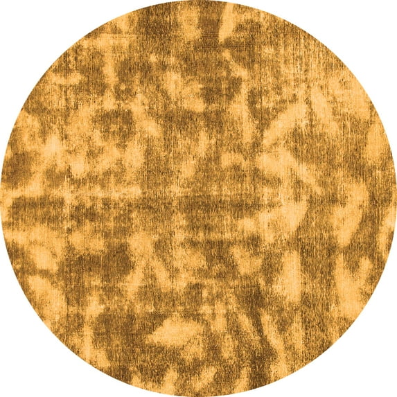 Ahgly Company Indoor Round Abstract Orange Modern Area Rugs, 4' Round