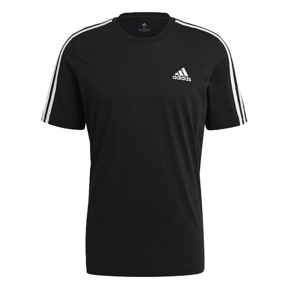 adidas Men's Essentials 3-stripes Tee, Black, Large