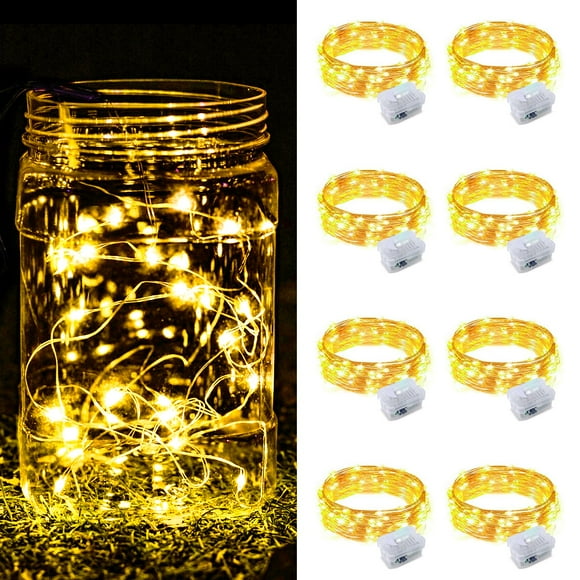 Fairy String Lights ZGWJ, paquete de 8 unidades, batería de 2,1 m, color blanco cálido