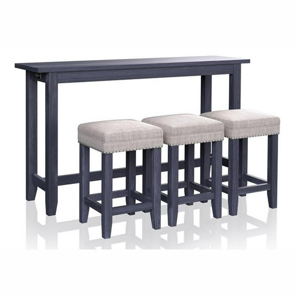 Furniture of America Sabana Wood 4-Piece Counter Height Dining Set in Blue