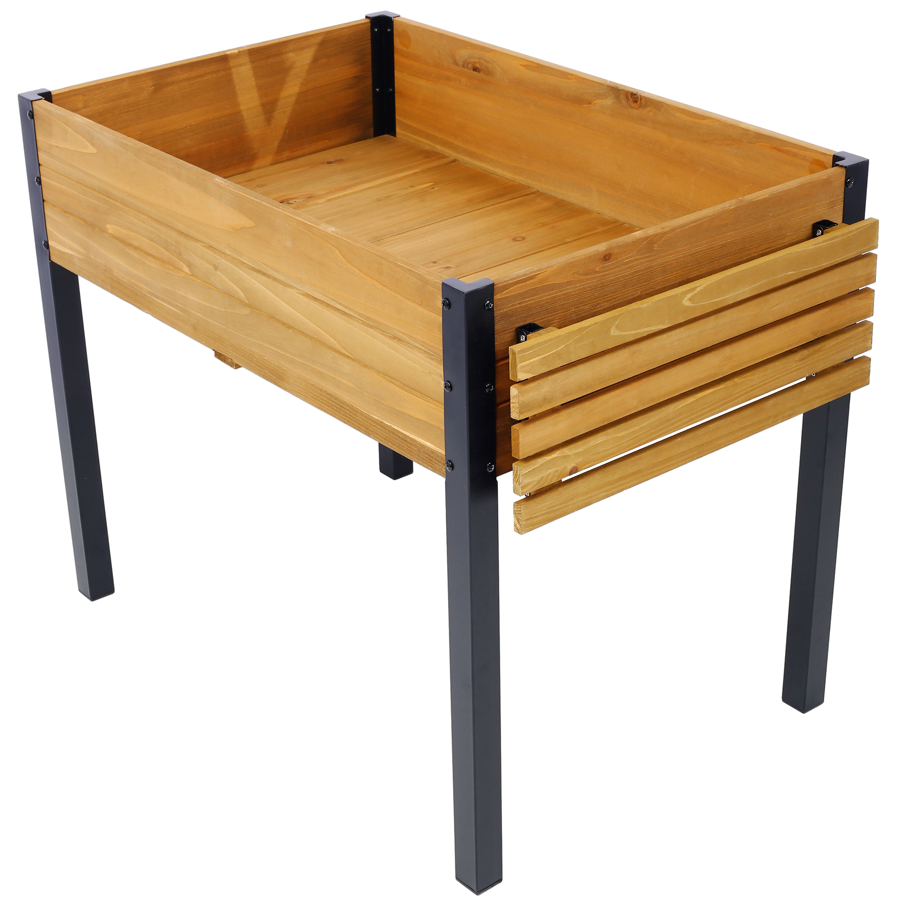 Raised Garden Bed, Metal Leg Wood Planter Boxes with Folding Storage Shelf,Elevated Planter Box for Growing Fresh Herbs, Vegetables, Flowers Great for Outdoor Patio, Deck, Balcony