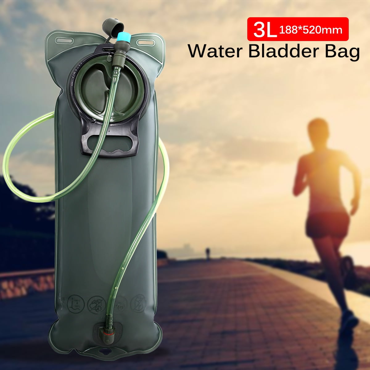 3L Hydration Backpack Pack Water Bladder Bag Hiking Camping Cycling Portable by