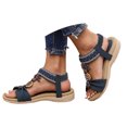 thumbnail image 3 of IWRICH Womens Low Wedge Sandals Arch Support Summer Beach Shoes Comfort Walking Bohemian Footwear Blue 8.5, 3 of 5