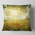 thumbnail image 2 of Designart Wild Poppies on Cloudy Background - Landscape Printed Throw Pillow - 18x18, 2 of 5