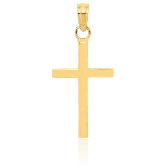 ICE CARATS 10K Solid Yellow Gold Large Cross Pendant Necklace - 27mm 1.1 inch - Polished, Latin Adult