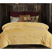 Chanasya Super Soft Fuzzy Shaggy Faux Fur Throw Blanket - Chic Design Snuggly Plush Lightweight with Fluffy Reversible Sherpa for Couch Living Room Bedroom and Home Décor (Queen) Yellow