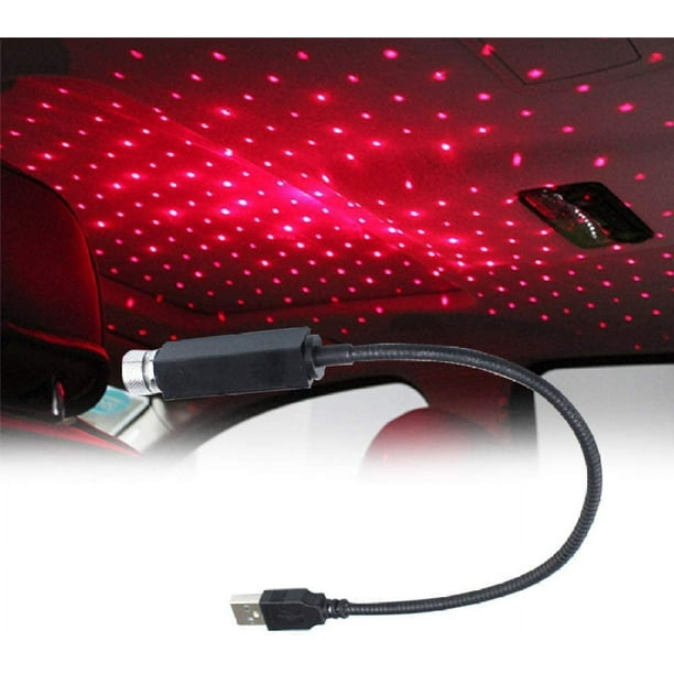 Proyector LED de techo para coche, lámpara de estrella roja, luces nocturnas, lámpara de galaxia ambiental interior, luz decorativa, enchufe USB