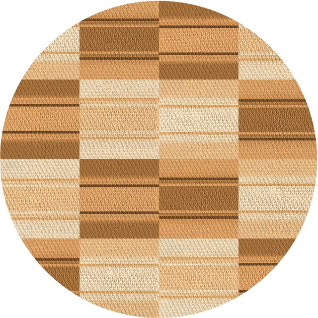 Ahgly Company Tapis Rond Lavable en Machine Intérieur Transitionnel Orange, 4 Pieds Rond