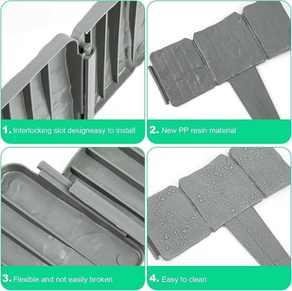 NOGIS 10pcs Garden Edging Border No Dig 9 Inch Tall Landscape Edging Border, Plastic Garden Edging Stone Look Border for DIY Outdoor Yard Landscaping Flower Bed and Grass