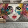 thumbnail image 2 of Idea4wall 4pcs Street Art Colorful Graffiti Hip Hop Girl Stick Wallpaper Removable Wall Murals Large Wall Stickers for Home Decoration, 66"x96", 2 of 5