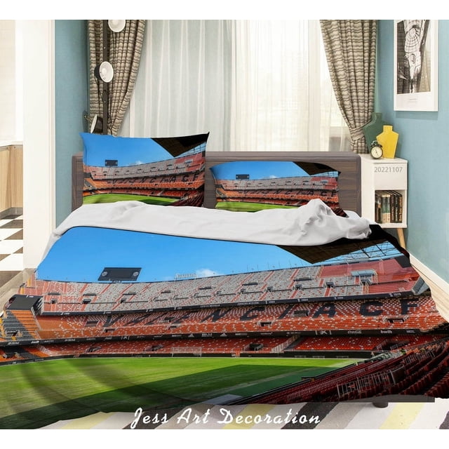 3D Valencia Football Field Spectator Seats Bluesky Quilt Cover Set Bedding Set