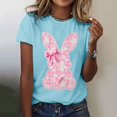 thumbnail image 2 of Flash Deal! T-Shirt Décontracté Imprimé Lapin de Pâques pour Femmes, Col Rond, Manches Courtes, en Solde Bleu Ciel S, 2 of 5
