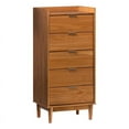 thumbnail image 1 of 5-Drawer Solid Wood Tall Bedroom Chest Dresser - Caramel, 1 of 6