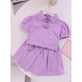thumbnail image 3 of Bagilaanoe 2Pcs Little Girls Clothes Clothes Toddler Short Puff Sleeve T-Shirt Tops + Skirt 1T 2T 3T 4T 5T 6T 7T 8T Kids Casual Skirt Set, 3 of 4