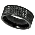 thumbnail image 3 of Black Pipe Cut Mens Tungsten Ring, Spike Texture Tungsten Carbide Ring JATN608Ns12.5, 3 of 6