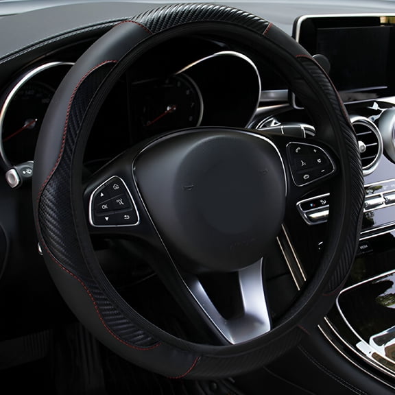 MELIVO PU Leather Car Steering Wheel Cover Fit Most Cars SUVs Trucks Vans