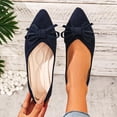 thumbnail image 3 of Gpaecead Women's Bow Flat Shoe Pointed Toe Faux Suede Soft Sole Elegant Versatile Comfort Slip On Shoes For Work, Navy, 3 of 8