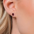 thumbnail image 3 of Gem Stone King 14K White Gold Red Rhodolite Garnet Stud Basket Setting Earrings for Women Men (1.80 Cttw, Gemstone January Birthstone, Oval 7X5MM), 3 of 6