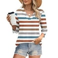 thumbnail image 7 of Elvqul Pullover Tops for Women Shirts V Neck Loose 3/4 Sleeve Striped Juniors Tops Comfortable, 7 of 7