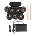thumbnail image 2 of Electronic Drum Set with 3W Speaker Hand Roll Drum Set 7 Pads Supports Various Audio Input 3 Drum Styles 10 Rhythms 10 Demo Songs Practice Pad Drum K, 2 of 5