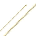 thumbnail image 2 of Wellingsale 14k Two Tone Yellow and White Gold Polished Solid 3.6mm Cuban Concaved Curb White Pave Diamond Cut Chain Necklace with Lobster Claw Clasp - 18", 2 of 6