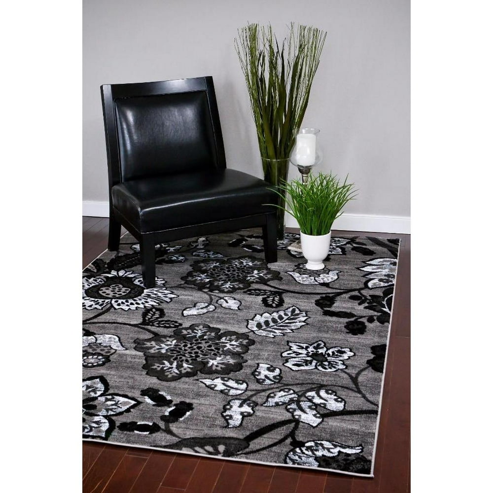 Persian Rugs 1023 Gray Floral Oriental Area Rug 5x7