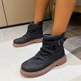 thumbnail image 2 of NECHOLOGY Botas Mujer Zapatos Botines mujer Botas de moda de tacón grueso con hebilla de cinturón de cabeza redonda de cuero de color sólido de estilo británico para mujer (Black, 7.5), 2 of 7