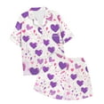 thumbnail image 4 of Kids Silk Pajamas Girls Heart Print Short Sleeve Button-Down Top Shorts Set Summer PJS for Girls Toddler PJS 10-11 Years, 4 of 4