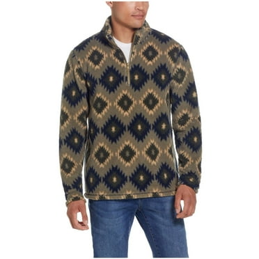Weatherproof Vintage Men's Sherpa Quarter Zip Southwest Print Sweater Green XXL