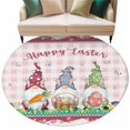 thumbnail image 2 of Round Area Rug 6 Ft, Gnomes Easter Washable Non-Slip Circle Carpet for Living Room/Bedroom, Eggs Tulips Spring Floral Pink Plaid Low-Profile Indoor Mats Collection Rugs for Residential, 2 of 7